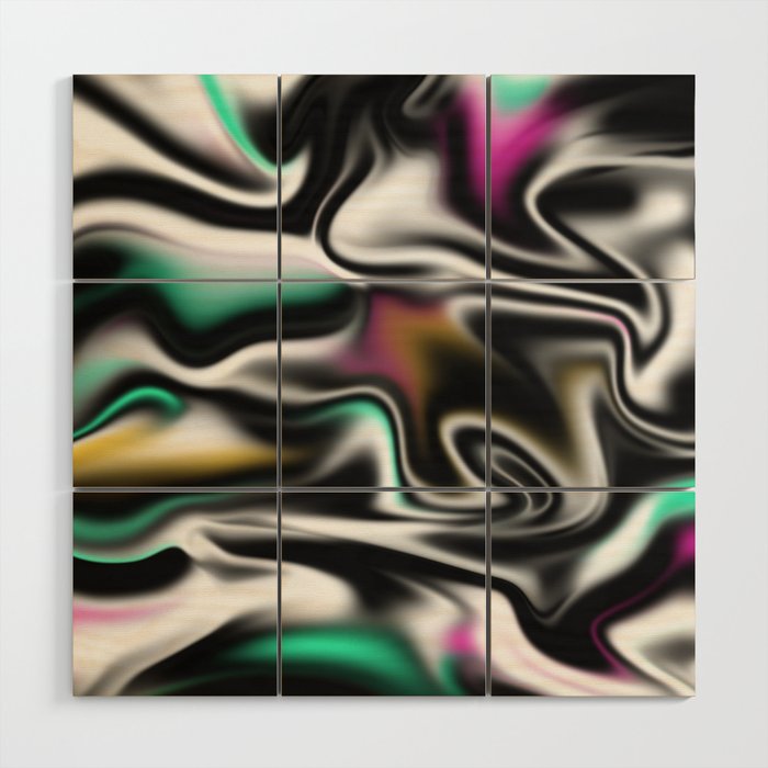 Psychedelic Liquid Abstract Paint In Black White Pink Turquoise
