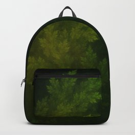 Beautiful Fractal Pines in the Misty Spring Night Backpack | Night, Pinetrees, Forestgreen, Graphicdesign, Abstract, Forest, Spring, Fractals, Trees, Dark 