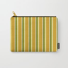 [ Thumbnail: Eye-catching Green, Tan, Goldenrod, White, and Dark Green Colored Lined/Striped Pattern Carry-All Pouch ]
