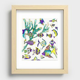Tropical Fish Watercolor and Ink Illustration Recessed Framed Print