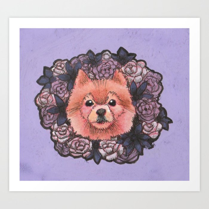 Flower Pomeranian Art Print
