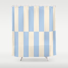 Strippy - Baby Blue Shower Curtain | Spring, Quilt, Pattern, Geometrical, Beach Stripes, Graphicdesign, Kid Friendly, Digital, Summer, Striped 