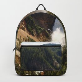 Majestic Upper Falls - Yellowstone Valley Backpack | Christianeschulze, Wallart, Yellowstonenp, Yellowstoneriver, Mountain, Art, Apparel, Waterfall, Landscape, Homedecor 