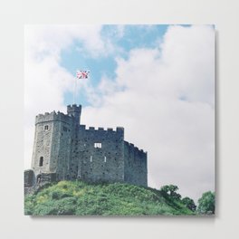 Great Britain Photography - Cardiff Castle With The Flag Of Great Britain Metal Print