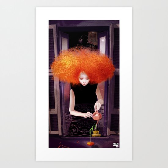feeding carnation Art Print