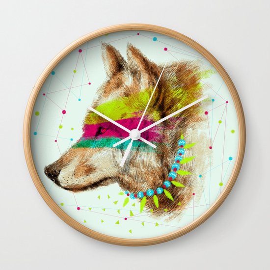 Cherokee Wolf II Wall Clock