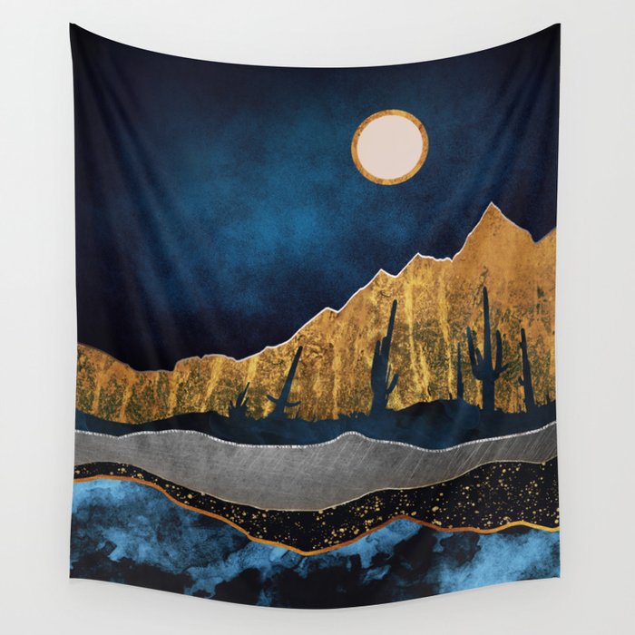 Midnight Desert Moon Wall Tapestry