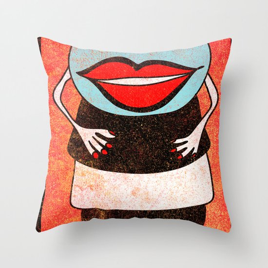 Miss One Eye Throw Pillow