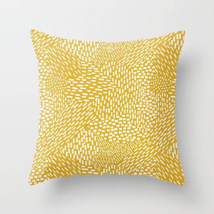 Abstract Brush Strokes, Mustard Yellow Throw Pillow