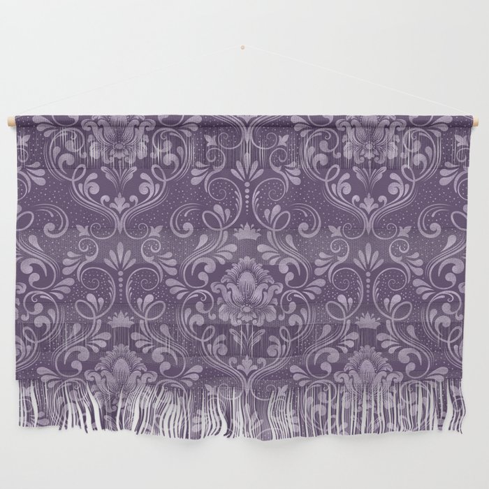 Damask Pattern with Glittery Metallic Accents Wall Hanging