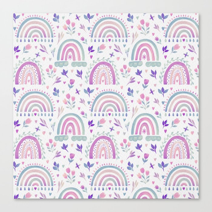 Spring Rainbows - Purple Pastel Canvas Print