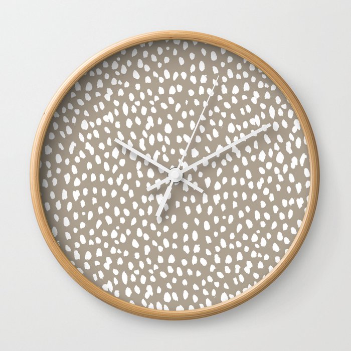 White on Dark Taupe spots Wall Clock