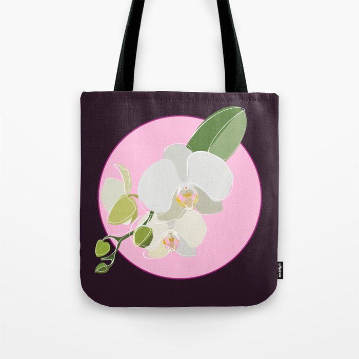 Orchid - Floral Art Design on Pink Tote Bag
