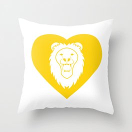 Lion Mascot Cares Yellow Throw Pillow