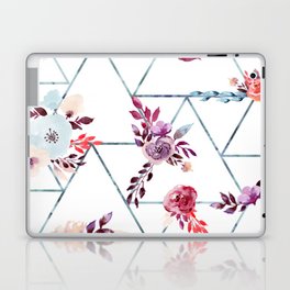 Geometric Winter Watercolor Flowers Laptop & iPad Skin