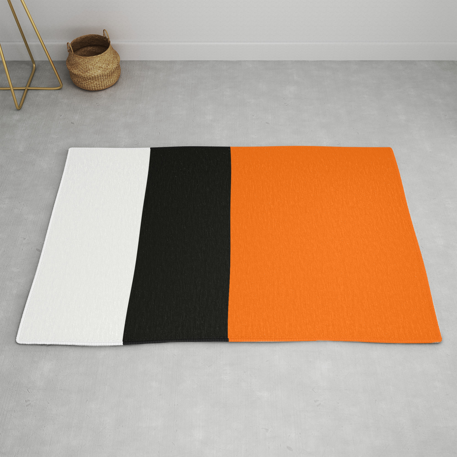 Modern White Black Orange Colorblock Rug By Annaleeblysse Society6 Modern White Black Orange Colorblock