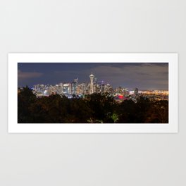 The Light Fantastic - Seattle Skyline Night Panorama Art Print