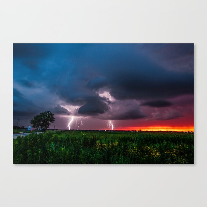 Lightning Bugs - Firefly Whirls About During Summer Storm in Oklahoma Canvas Print