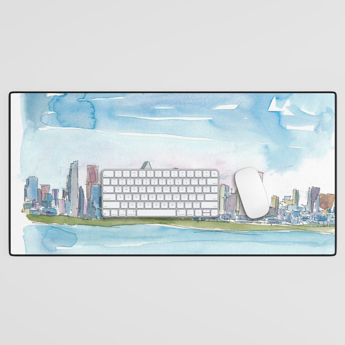 Montreal Quebec Canada Skyline and Blue Sky Desk Mat