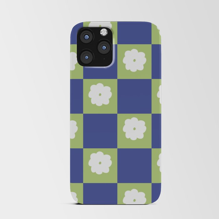 Very Peri Blue + Green Checker and Groovy Flowers iPhone Card Case