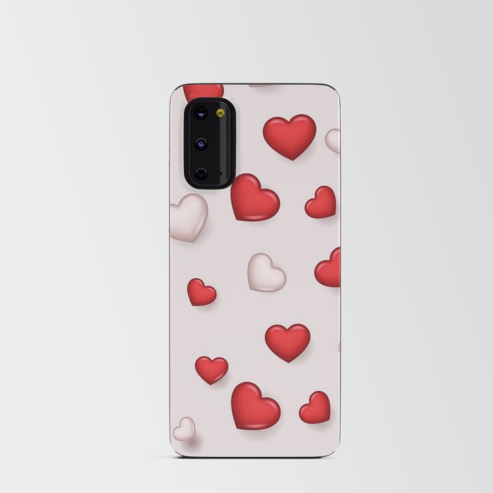 Red White Valentines Love Heart Collection Android Card Case