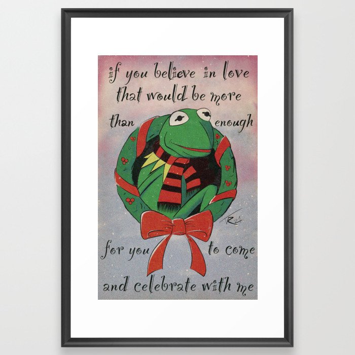 Frog Christmas Wishes Framed Art Print