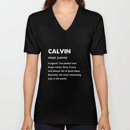 Mens Calvin Name Gift design Unisex V-Neck