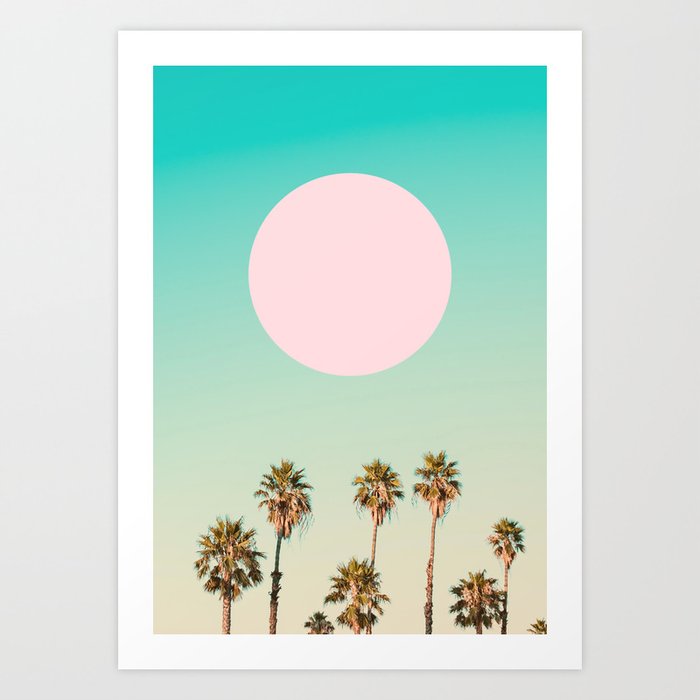 11_Palm trees pink sun Art Print