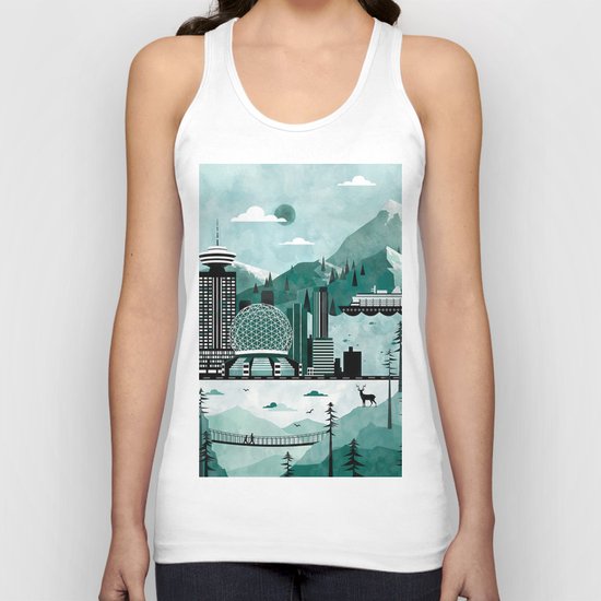 Vancouver Travel Poster Illustration Unisex Tank Top