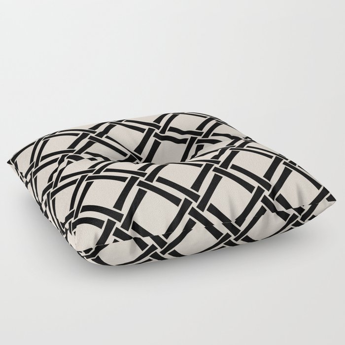 Classic Bamboo Trellis Pattern 227 Black and LinenWhite Floor Pillow