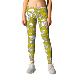 origami animal ditsy chartreuse Leggings | Donkey, Illustration, Giraffe, Rooster, Cat, Chartreuse, Graphicdesign, Pig, Polarbear, Dolphin 