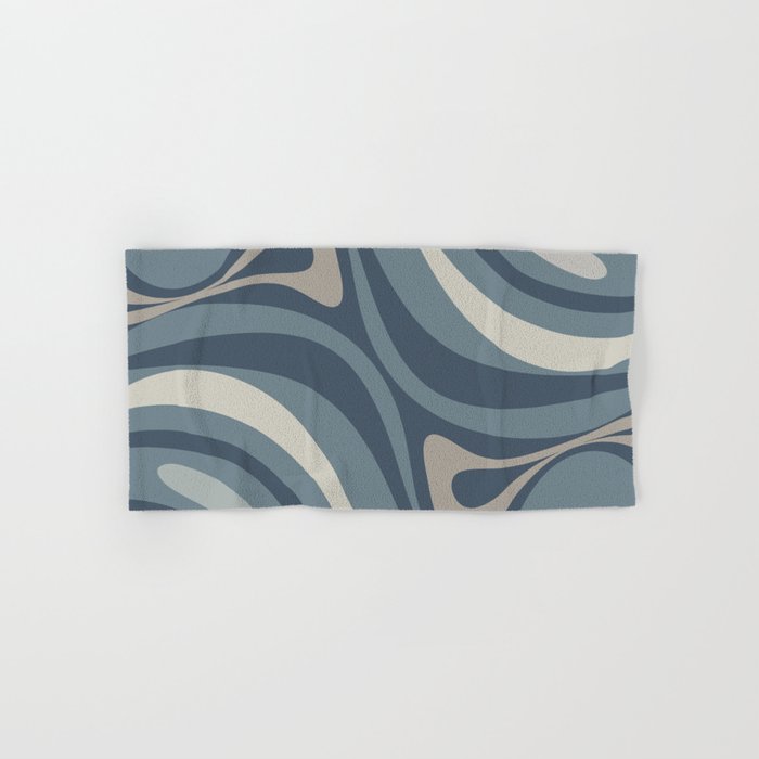 New Groove Retro Swirl Abstract Pattern Neutral Blue Grey Taupe Hand & Bath Towel