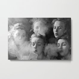 Members of the Young Women’s Republican Club of Milford, Connecticut smoking cigarettes, playing poker black and white photograph Metal Print