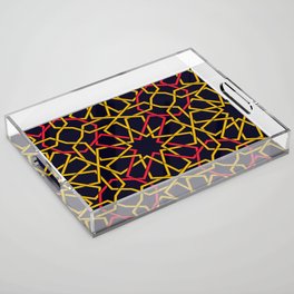 Red & Yellow Color Arab Square Pattern Acrylic Tray
