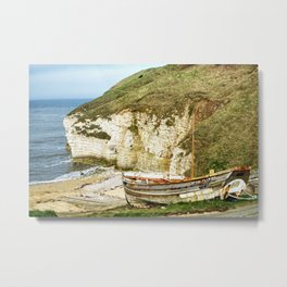 Flamborough North Landing Metal Print | Flamboro, Yorkshire, Coastal, Northlanding, Yorkshirecoast, Sea, Coastalyorkshire, Boat, Cliffs, Beach 