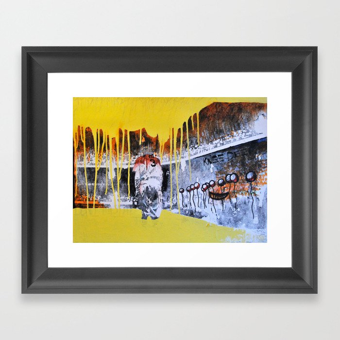 Mixed Media Art Yellow Rain Framed Art Print