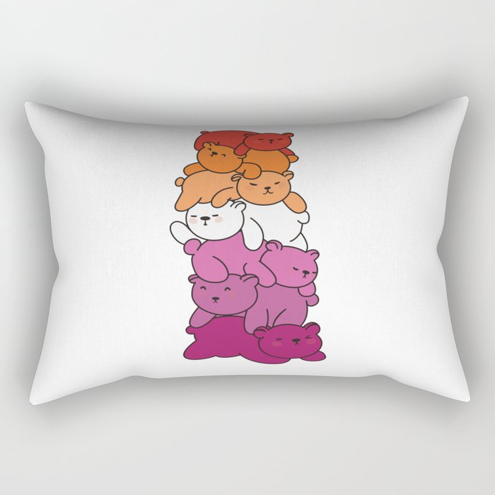 Lesbian Flag Pride Lgbtq Cute Bear Bunch Rectangular Pillow