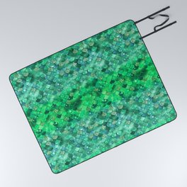 Green Mermaid Pattern Metallic Glitter Picnic Blanket