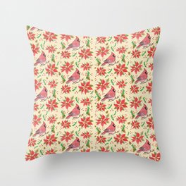 Holiday Cardinal - small pattern Throw Pillow