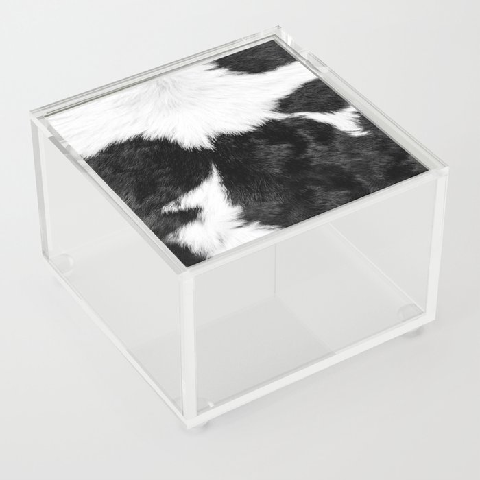 Farmhouse Cowhide in Black and White Acrylic Box