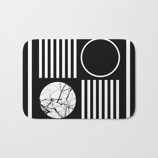 Retro Marble 2 - Abstract, geometric, black and white, bold, modern design Bath Mat
