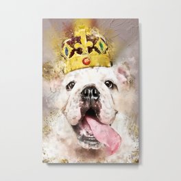 English Bulldog with Gold Royal Crown Metal Print | Crown, Prince, Pet, Englishbulldog, Cutepuppy, Painting, Royal, Art, Funnydog, Royaldog 