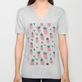 Watercolor pineapples - pastel pink V Neck T Shirt