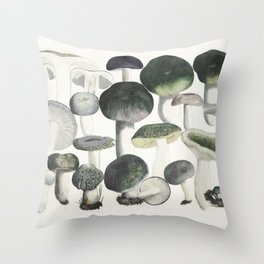 Vintage Mushrooms Throw Pillow