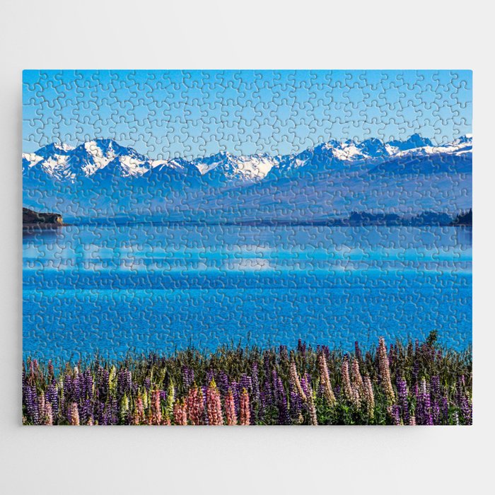 New Zealand Photography - Flower Field In Front Of The Blue Sea Jigsaw Puzzle