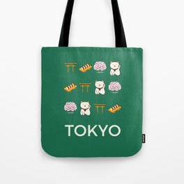 Tokyo Retro Art Vacations Boho Decor Modern Decor Green Illustration Tote Bag