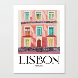 Lisbon Street Architecture Travel Poster Retro Canvas Print