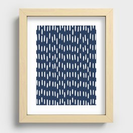 Boho Raindrops in Navy Blue Recessed Framed Print