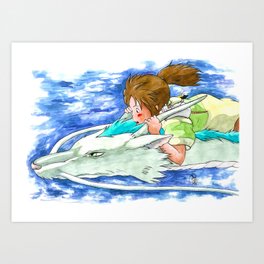 Ghibli Spirited Away Sky Illustration Art Print