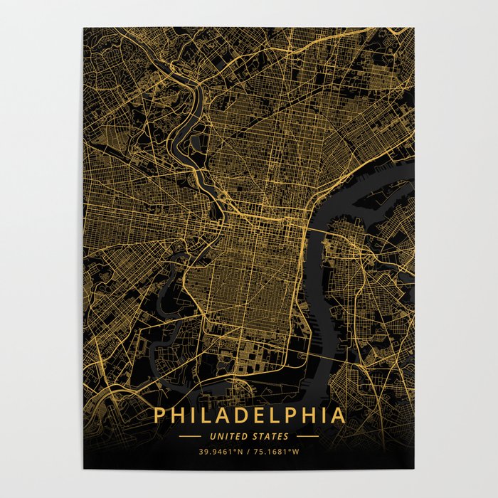 Philadelphia, United States - Gold Poster